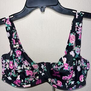 Victoria Secret Bikini Top Swim Wear Push Up Without Padding Floral Black 34D